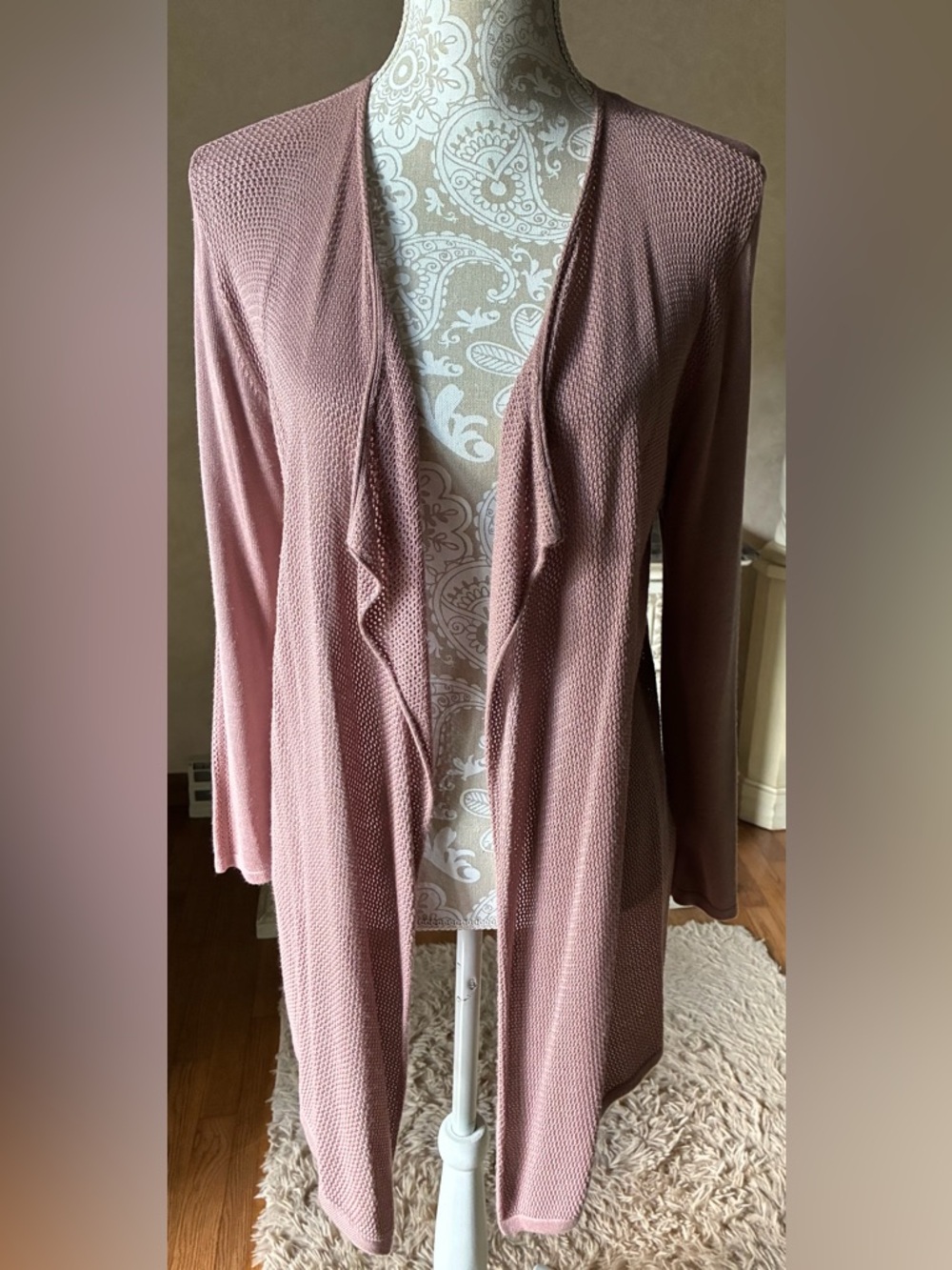 August Silk Dusty Rose Open-Front Knit Cardigan